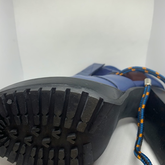 Zara Blue Leather Chunky Heel Sandals - Picture 6 of 8